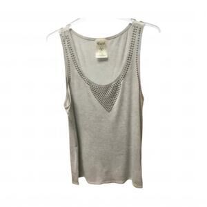 NEW VOCAL APPAREL women's fun stud embellishments tank in grey